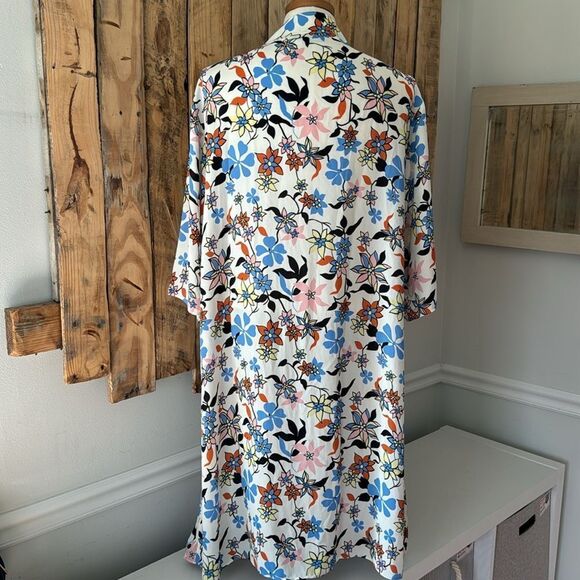 Modcloth Floral Printed Open Front Inviting Opportunity Longline Kimono Cardigan - Picture 8 of 12